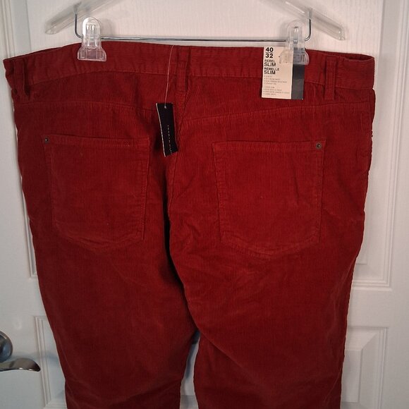 Tommy Hilfiger Pants Mens 40x32 Red Corduroy Slim Fit Classic Casual Cotton New - Picture 5 of 7